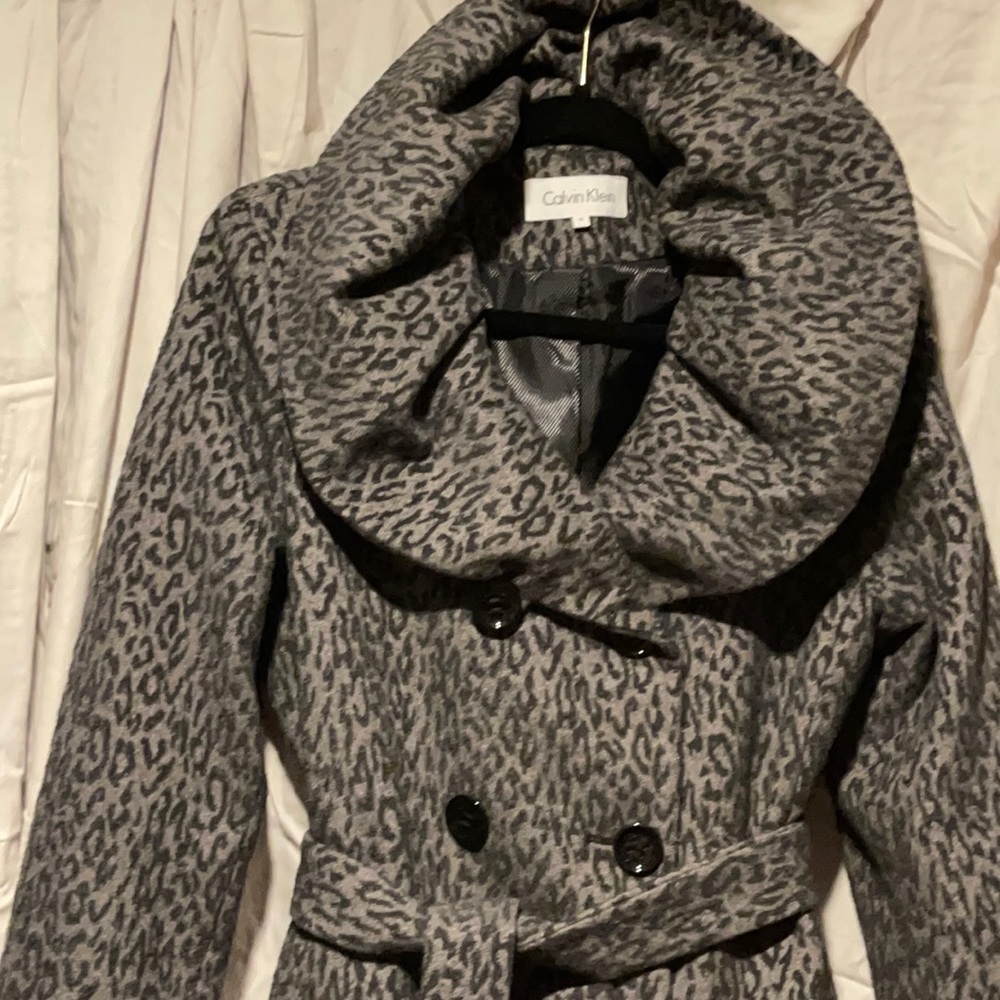 Designer Calvin Klein Dress Coat- Black and Grey